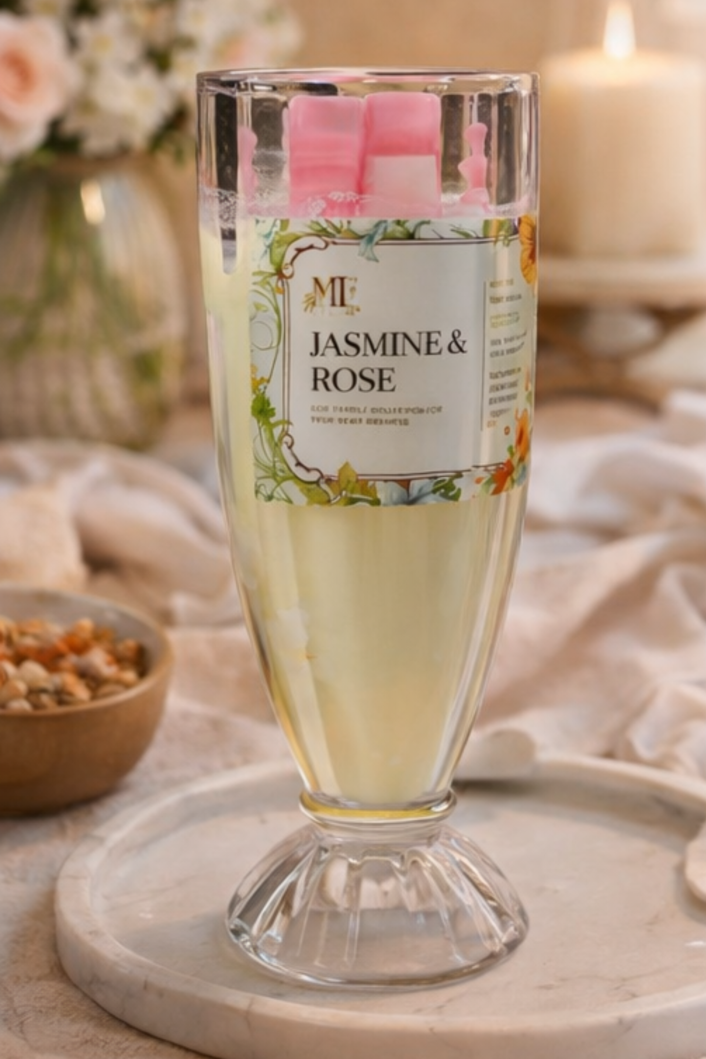 Gulnaar Bloom – Jasmine & Rose Crystal Candle