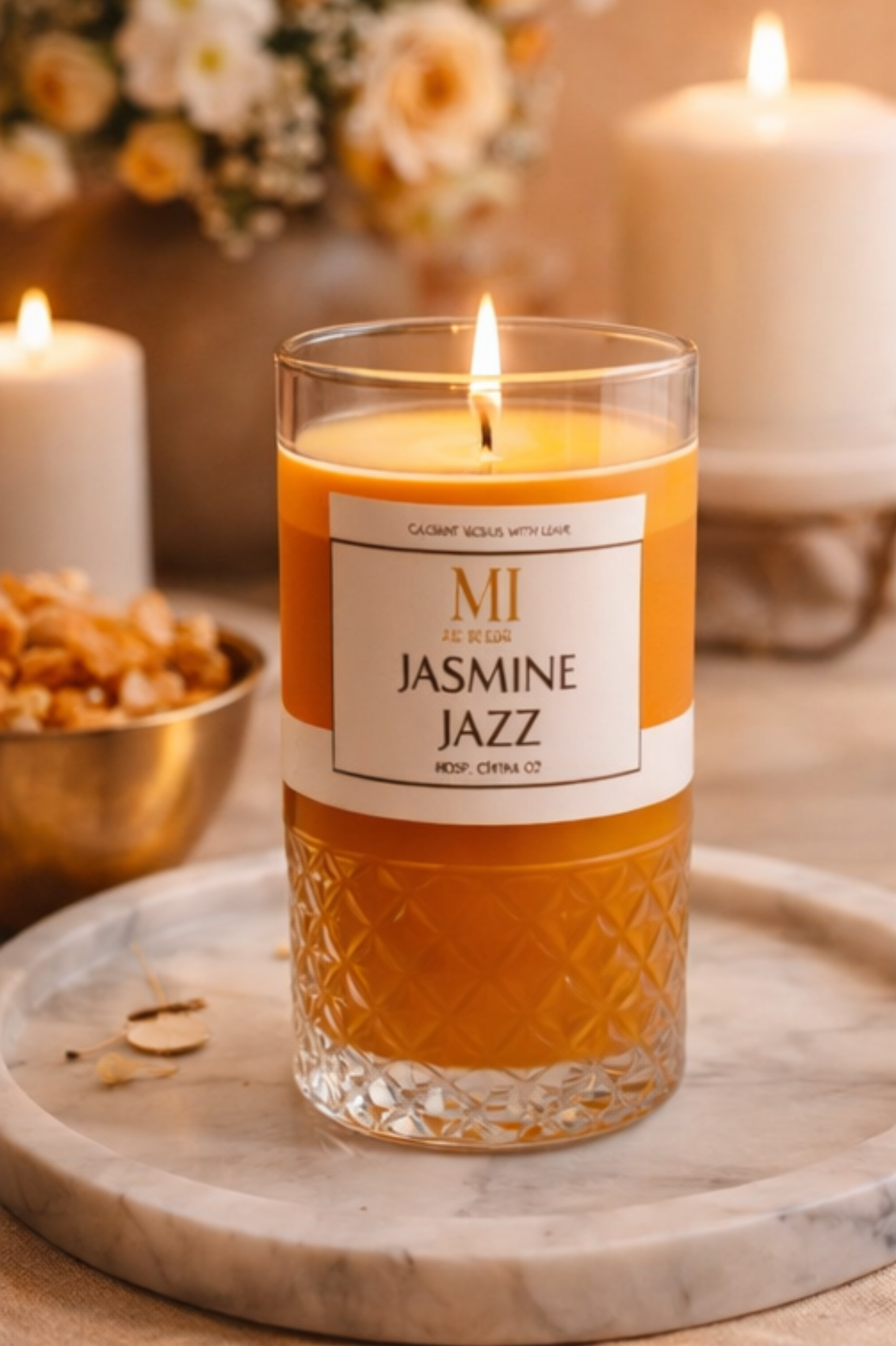 Jasmine Jazz – Signature Amber Glass Candle