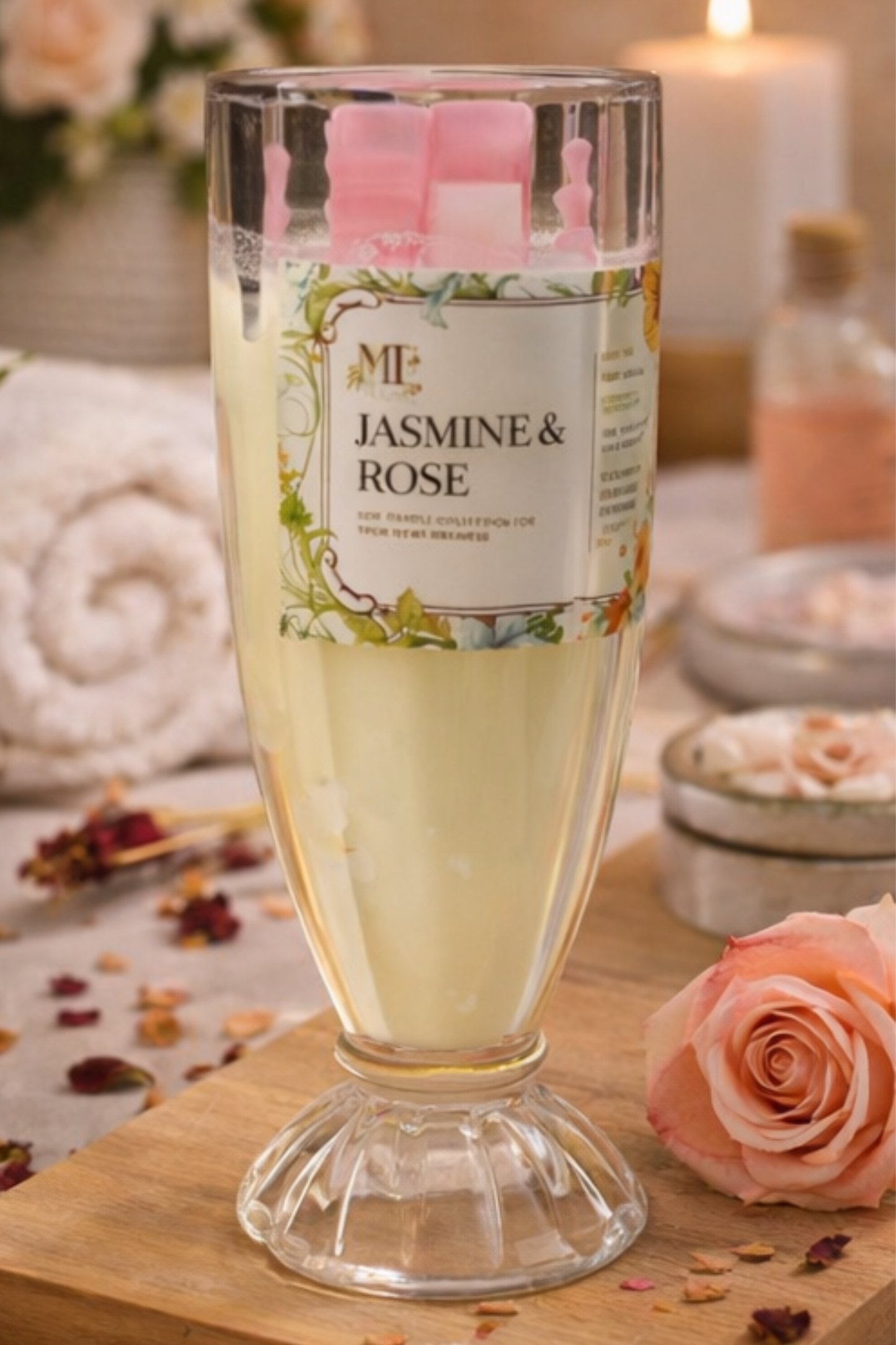 Gulnaar Bloom – Jasmine & Rose Crystal Candle