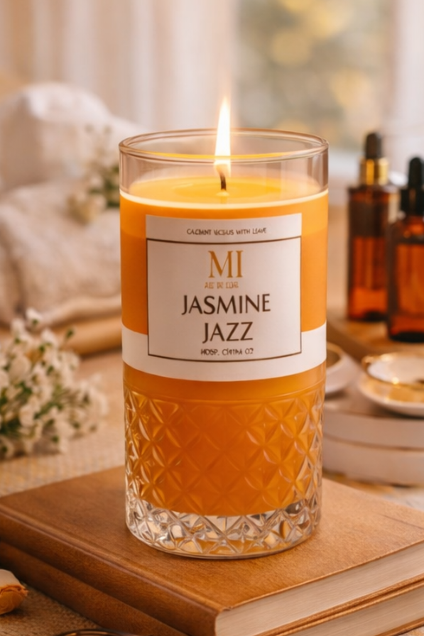 Jasmine Jazz – Signature Amber Glass Candle
