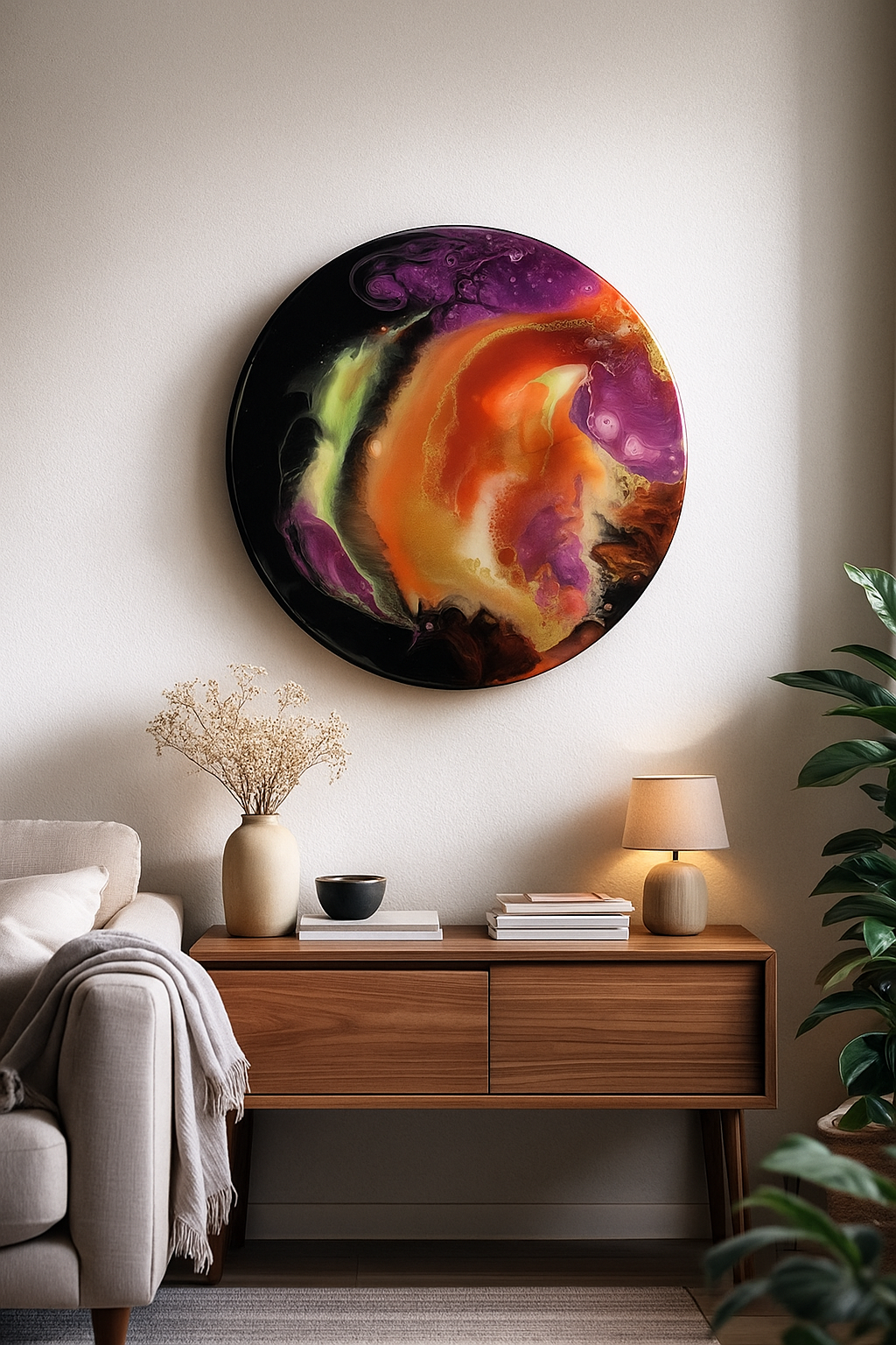 Agnira Aura  Abstract Resin Wall Art – Circular Statement Piece
