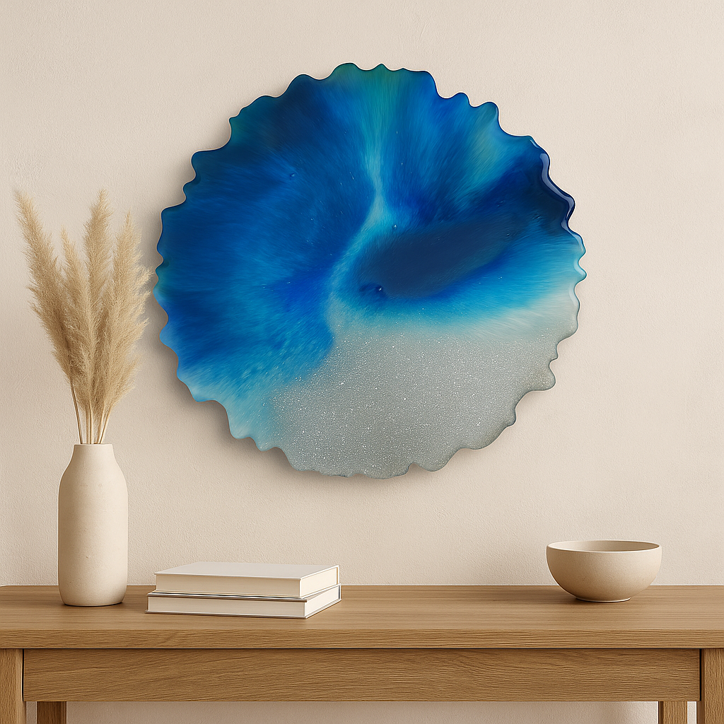 Neerja Flow – Oceanic Resin Wall Art (Organic Circular)