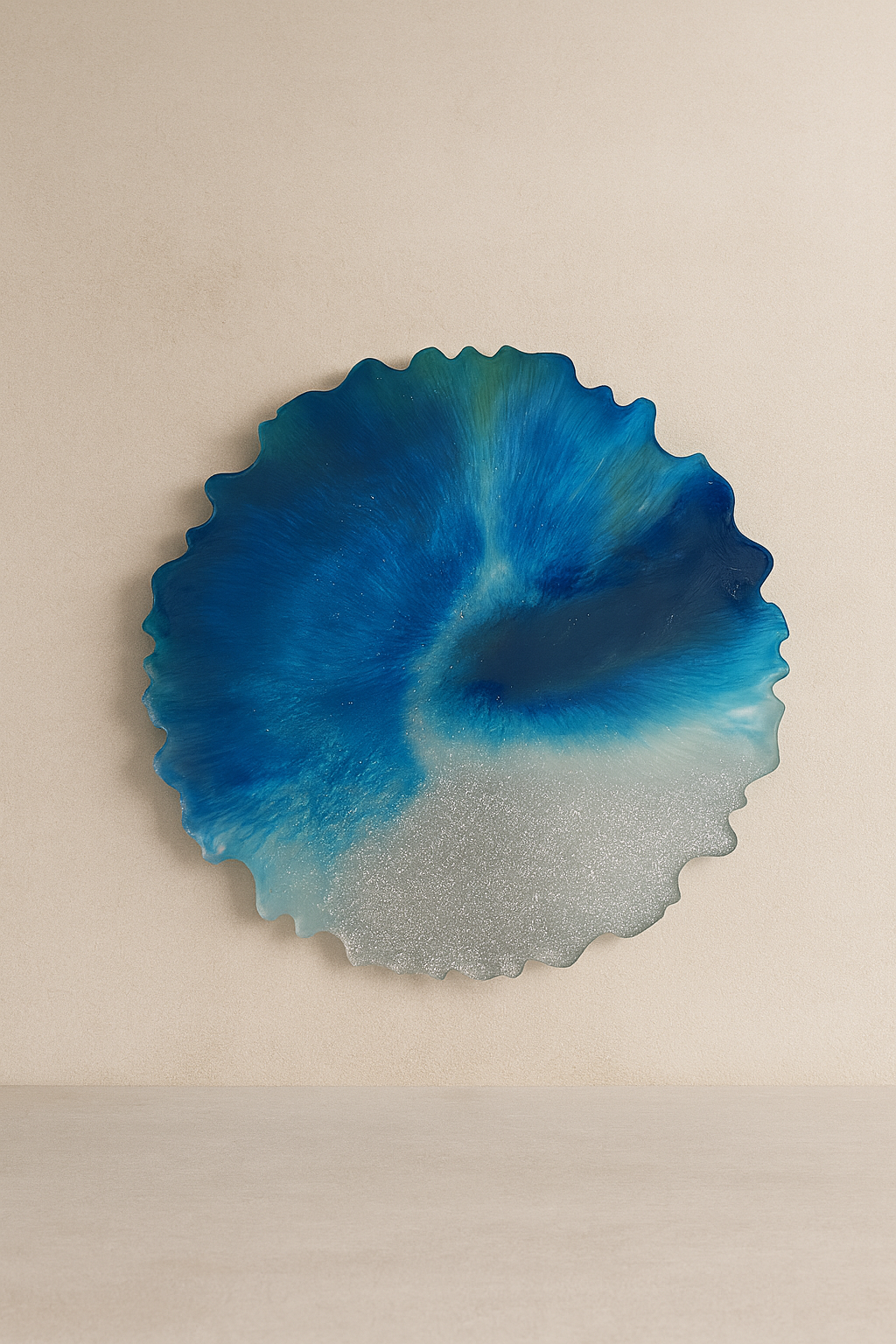 Neerja Flow – Oceanic Resin Wall Art (Organic Circular)