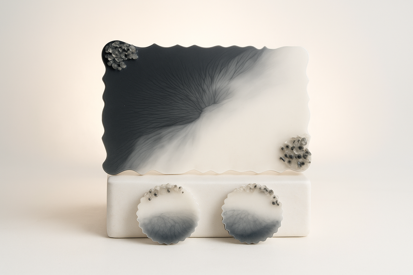 The Lunar Flow I Moonstone Resin Tray with Coasters