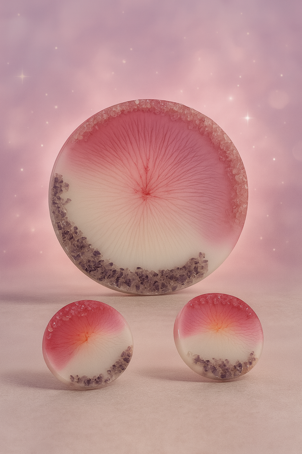 The Heart Resonance I Rose Quartz & Amethyst Resin Tray with Coasters