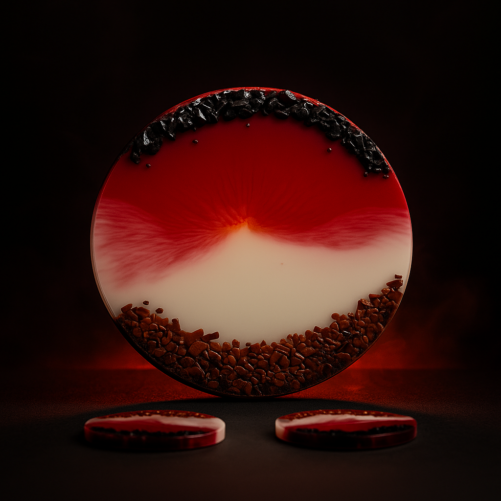 The Guardian Frequency I Black Obsidian & Red Jasper Resin Tray with Coasters