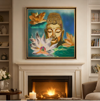 Padma Shanti – Handcrafted Luxury Wall Art (2 × 2 ft)