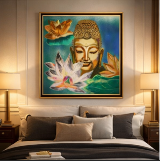 Padma Shanti – Handcrafted Luxury Wall Art (2 × 2 ft)