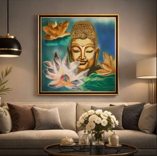 Padma Shanti – Handcrafted Luxury Wall Art (2 × 2 ft)