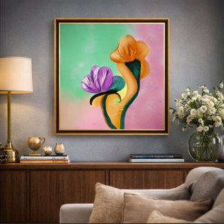 Verdant Grace – Royal Botanical Art | 18 × 18 Inches