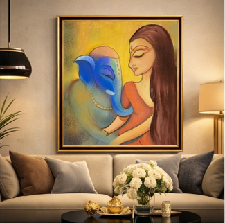 Uma–Ganesh Anugrah | Royal Divine Wall Art (2 × 2 ft)