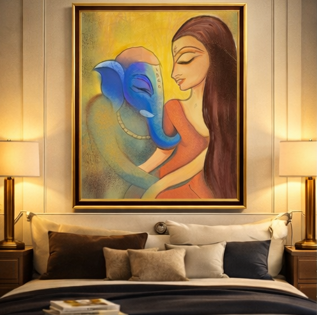 Uma–Ganesh Anugrah | Royal Divine Wall Art (2 × 2 ft)