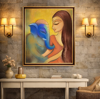 Uma–Ganesh Anugrah | Royal Divine Wall Art (2 × 2 ft)