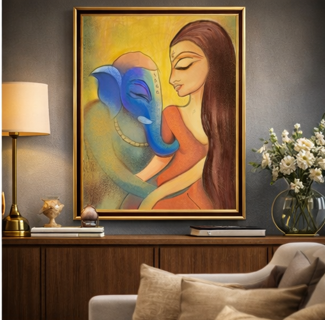 Uma–Ganesh Anugrah | Royal Divine Wall Art (2 × 2 ft)
